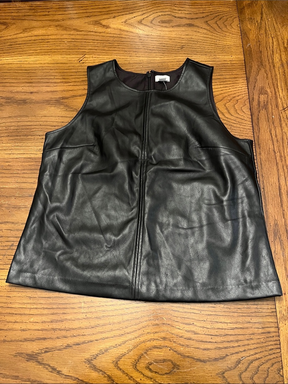 J. Crew Black Faux-Leather Shell, size medium, new with tags